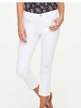 LOFT Outlet Modern Denim Crop Straight Cuffed Hem Jeans